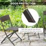 3 Piece Rattan Bistro Set, Patio Balcony Furniture with 2 Folding Rattan Chairs and Glass Coffee Table, for Garden, Balcony, Outdoor, Brown Image 7