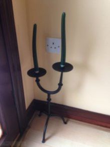 Beautiful Cast Iron Candle Holder with 2 new candles