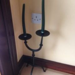 Beautiful Cast Iron Candle Holder with 2 new candles