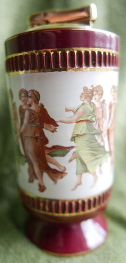 Vintage Colibri Grecian Fresco Design Porcelain Lighter - Handmade In Italy-Fiorentine collectible vintage lighter