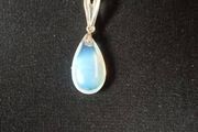 Fabulous Teardrop Sterling Silver Rainbow Moonstone Pendant Set