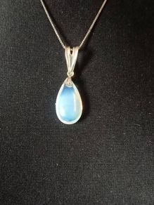 Fabulous Teardrop Sterling Silver Rainbow Moonstone Pendant Set
