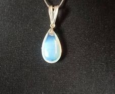 Fabulous Teardrop Sterling Silver Rainbow Moonstone Pendant Set