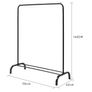 Metal Rail Stand with Hanging Rail and Storage Shelf , Clothes Rack for Bedroom, Black Image 3