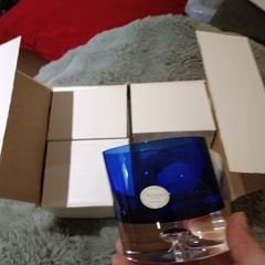 Block Crystal Blue, vase and 4 small ones