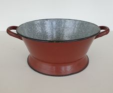 Vintage enamel sieve large handles farmhouse
