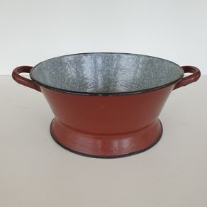 Vintage enamel sieve large handles farmhouse