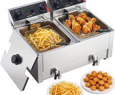 Electric Deep Fryer, Upgrade Dual Tank 14 L Oil Capacity Overheat Protection