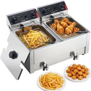 Electric Deep Fryer, Upgrade Dual Tank 14 L Oil Capacity Overheat Protection