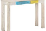 Console Table White 115x35x77 cm Rough Mango Wood