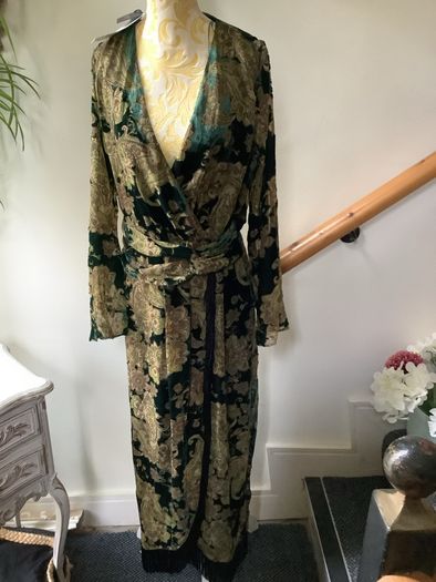 Zara velvet dress with fringe new, size M