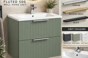 Avara  fluted 500 wall hung comes in multiple colours Anthracite/Sage green/matt whit