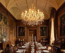 Large crystal chandelier.