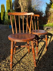 Antique Solid Elm Penny Chairs x 2