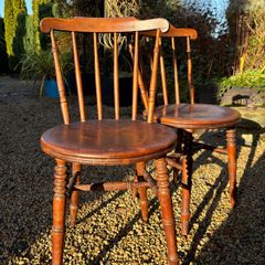 Antique Solid Elm Penny Chairs x 2