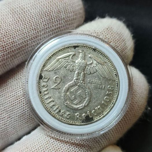 2 Reichsmark 1938 G Karlsruhe WW2 Silver Coin third Reich