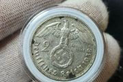 2 Reichsmark 1938 G Karlsruhe WW2 Silver Coin third Reich