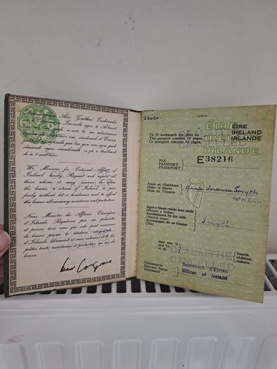Rare 1948 Irish Passport & Travel card