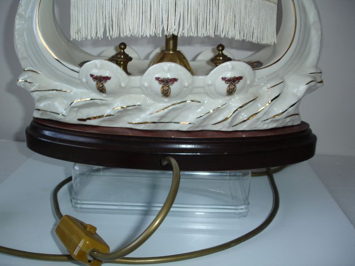 CRE Irish Porcelain Hand Made Viking Ship Table Lamp in Galway