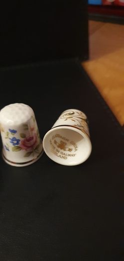 Collection of Flower Themed Gold Coloured Edged Thimbles