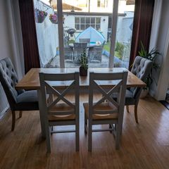 Dining table and six chairs