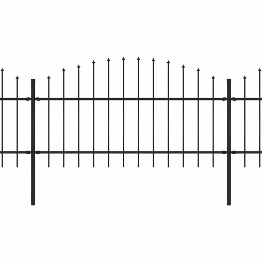 Garden Fence with Spear Top Steel (1-1.25)x17 m Black