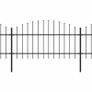 Garden Fence with Spear Top Steel (1-1.25)x17 m Black Image 3