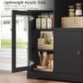 Kitchen Cabinet with Worktop, Sideboard Kitchen with Microwave Shelf, Buffet Cabinet with 1 Drawer, 3 Doors, Adjustable Shelves, for Kitchen, Dining Room, Living Room, Black Image 3
