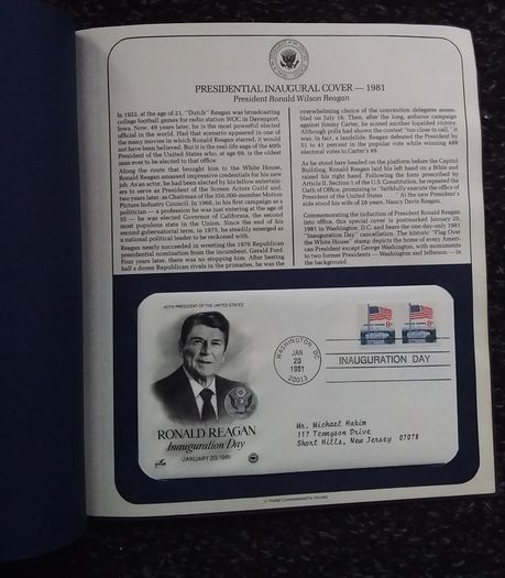 USA Stamps : 1981 Presidential Inaugural Covers Honoring Ronald Reagan - Souvenir Folder
