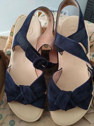 Paul Green Navy Suede Bow Sandals - EU 38.5 (UK 5.5 / US 8) - New with Box
