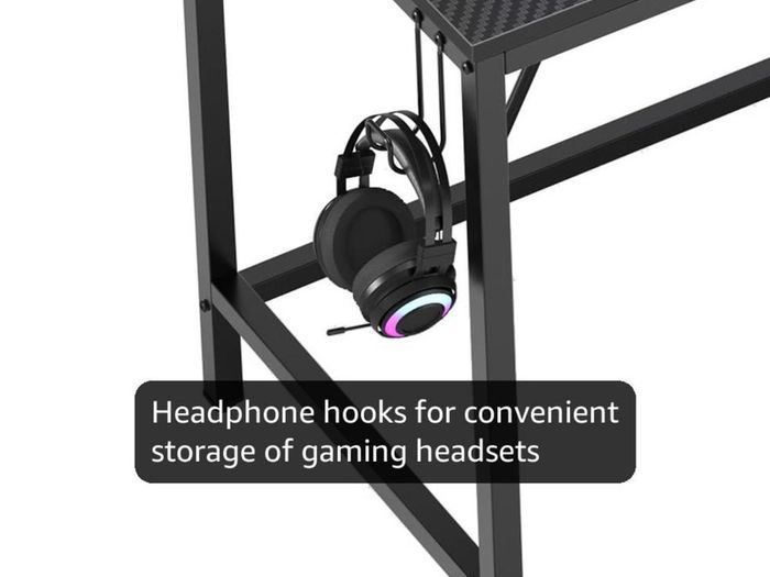 147CM L-Shaped Gaming Desk with RGB Lights & Power Outlets