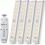 LDOPTO Under Cabinet Kitchen Lights with Remote Dimmable LED Cupboard Battery Powered LED Bedroom Lights with Timer for Kitchen Hallway, Multiple Colors 4 Pack Image 3