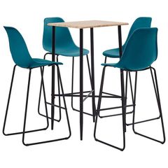 5 Piece Bar Set Plastic Turquoise