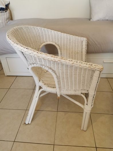 White Wicker Armchair - Solid & Comfortable