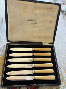 Antique Bone Handle Fish Knife Set