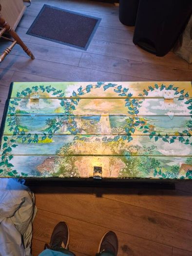 original hand painted wooden chest