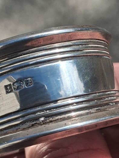 5 X Sterling Silver Napkin Rings With Vintage Leather Case