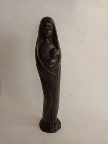 Vintage Signed Out Lady & Child Statue