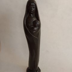 Vintage Signed Out Lady & Child Statue