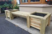 wooden planter with bench