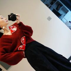 Designer Embroidered Knit Sweater