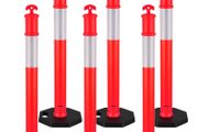 6 Pack Traffic Delineator Posts 1140 mm Traffic Safety Cones with Weighted Base and Reflective Strips, Heavy Duty Delineator Posts for Construction Site, Parking Lot