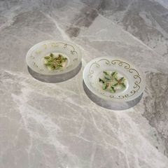 New Yankee Candle Pair of Frosted Glass Christmas Holly Candle Holders