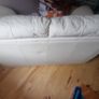 2 seater cream leather couch Image 4