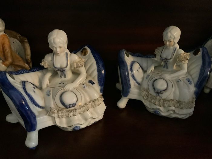 Clock, figures, Display Cabinet