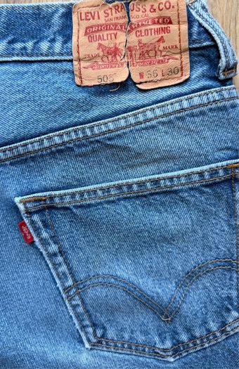 Levis 505 Regular Fit Jeans W36 L30 Blue Vintage Denim Straight Leg Red Tab