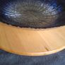 Dish-Plate/Hand Decorated Glitter Glazed Cobalt Glass Bowl Platter - Blue And Silver.. Price Drop Image 6