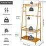 Bamboo Clothes Rail Rack: Free Standing Garment Rack with 3 Storage Shelves 10 Hooks Open Wardrobe Organizer for Clothes Shoes Hats Bags in Entryway Bedroom Living Room Image 4
