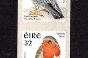 1997 Ireland 32p Definitive self-adhesive coil stamps Sprintpak print Peregrine Falcon and Robin Definitive Stamps Mint Never Hinged (MNH)