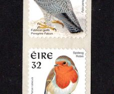 1997 Ireland 32p Definitive self-adhesive coil stamps Sprintpak print Peregrine Falcon and Robin Definitive Stamps Mint Never Hinged (MNH)